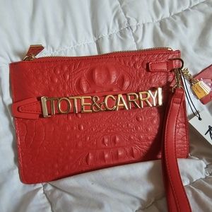 Red Tote&Carry Crocodile clutch
